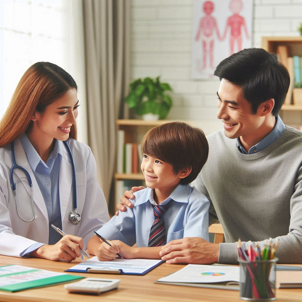 parents and child meeting for an educational health and care plan with a teacher